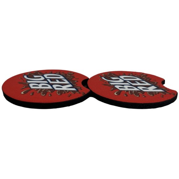 Car Coasters Big Red Soda Pop Beverage Set of 2 Neoprene Absorbent - Picture 4 of 9
